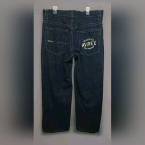 Avirex Jeans Mens 38x32 Wide Leg Loose Baggy Y2K 5-Pocket Denim Blue Waist 40"